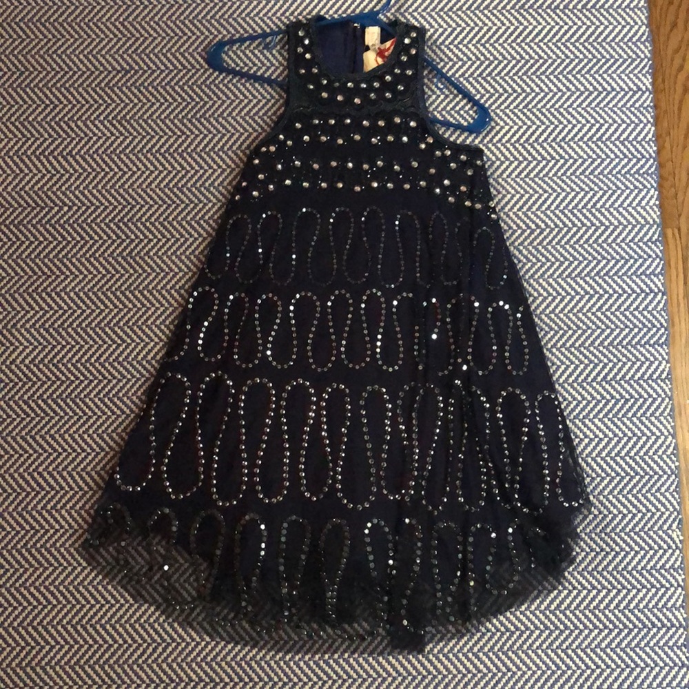 NWT Anthropologie RAGA Tawni Embellished Navy Dress Size XS